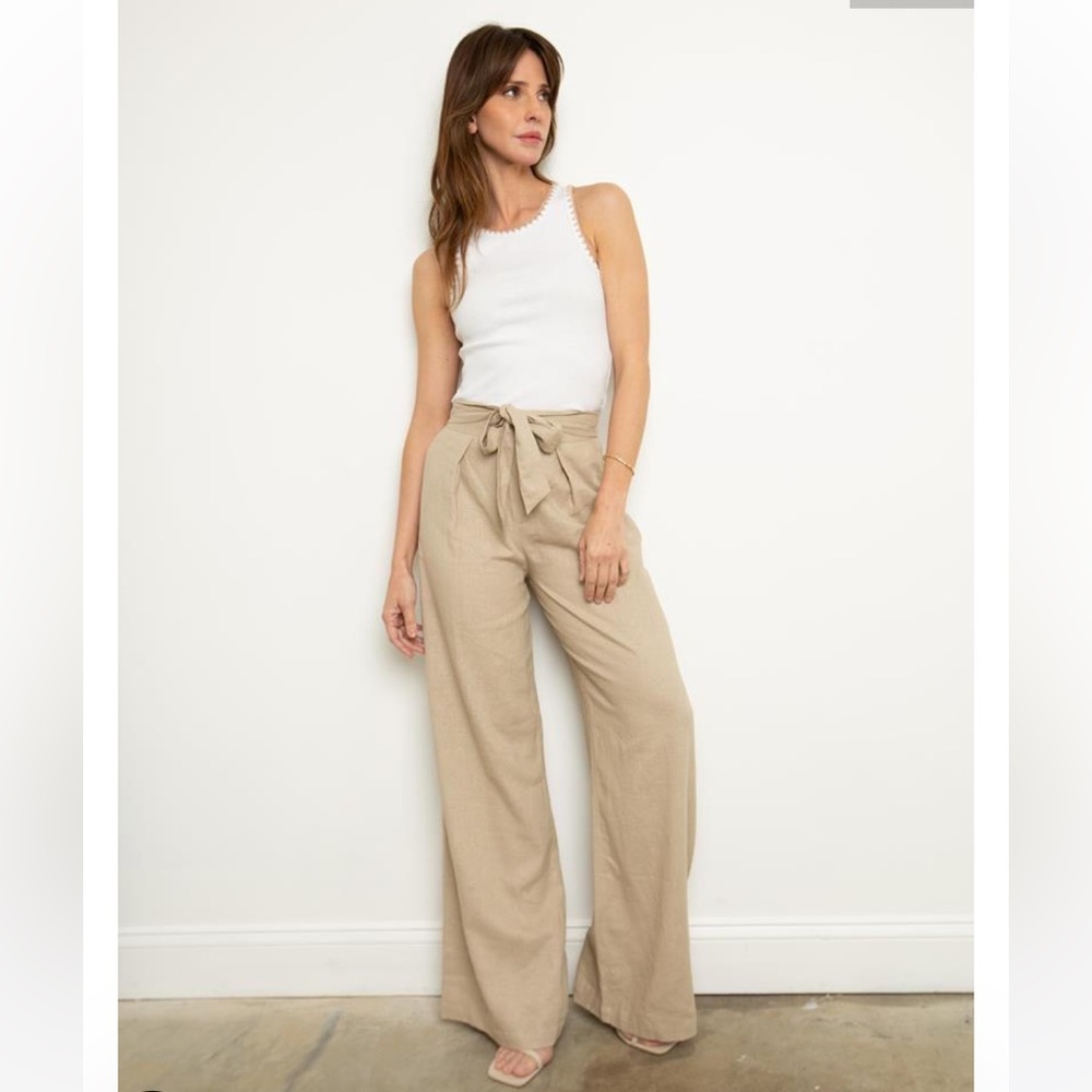 Georgie by South Moon Under: Linen Pant - Parchment